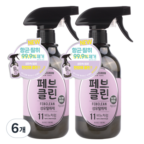 더블유드레스룸 페브클린 섬유탈취제 페브클린 No.11 화이트솝, 500ml, 6개
