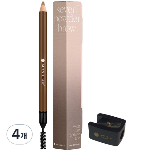 몬드로우 세븐 파우더 아이브로우 펜슬 3g, Walnut Brown, 4개