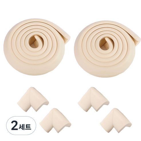 ECOM 모서리 보호대 고급 2p + 코너 보호대 4p 세트, 2세트, 아이보리