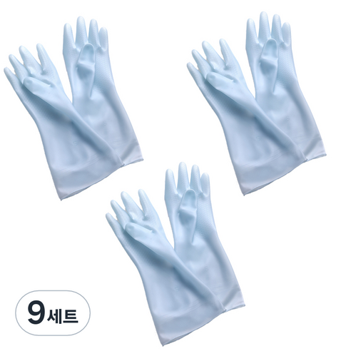 리즈제이니 라텍스 고무장갑 M, 07 젤리 블루, 중(M), 9세트