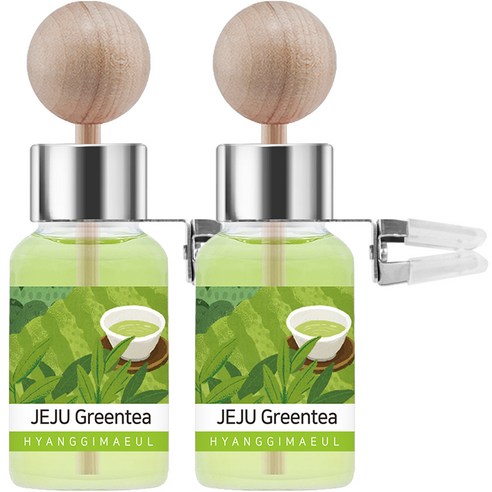 향기마을 차량용 송풍구 디퓨저 본품 17ml x 2p 세트, 제주녹차, 1세트