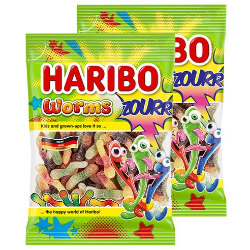 하리보 웜즈 사우어 젤리, 200g, 2개