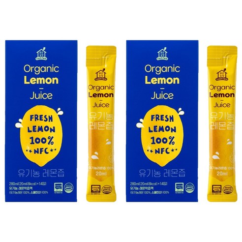 맑은농장 NFC 착즙 유기농 레몬즙 14p, 2개, 280ml