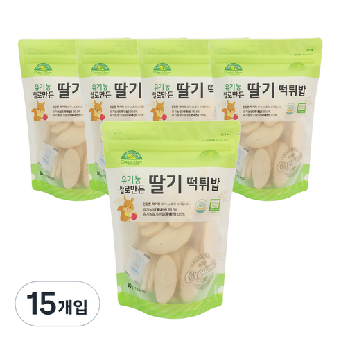 오가닉스토리 유기농 쌀로 만든 유아 떡튀밥 30g, 딸기, 15개입