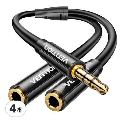 벤션 3.5mm 스테레오 확장 Y형 AUX 케이블, 혼합 색상, 4개