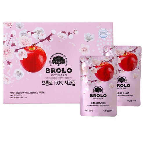 브롤로 꼬샤꼬샤 리얼착즙 사과즙 스탠딩형 50p, 90ml, 1개