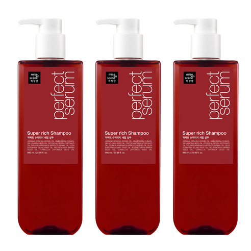 미쟝센 퍼펙트 슈퍼리치 세럼 극손상케어 샴푸 플로럴 머스크향, 680ml, 3개