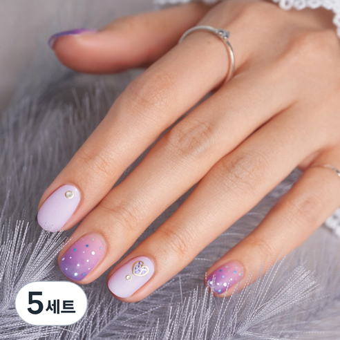 넬로 팔레트 젤 네일 스티커, 트윙클퍼플, 5세트