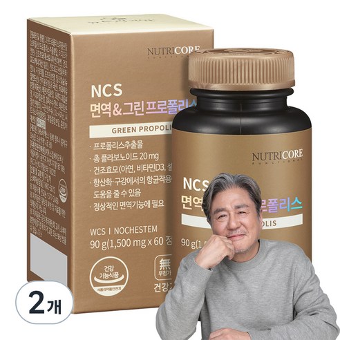 뉴트리코어 NCS 면역엔 그린 프로폴리스, 60정, 90g, 2개