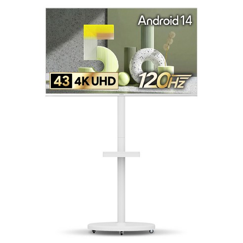 더함 4K UHD LED 스마트 120Hz 돌비 AI 구글 5.0 TV + 삼탠바이미 스탠드 라이트 세트, 109cm(43인치), UA431UHD M9GP CINEMA60 2025 WHITE, MS22-241-W, 스탠드형, 고객직접설치