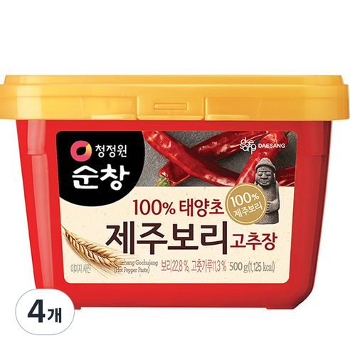 청정원 제주보리 고추장, 4개, 500g