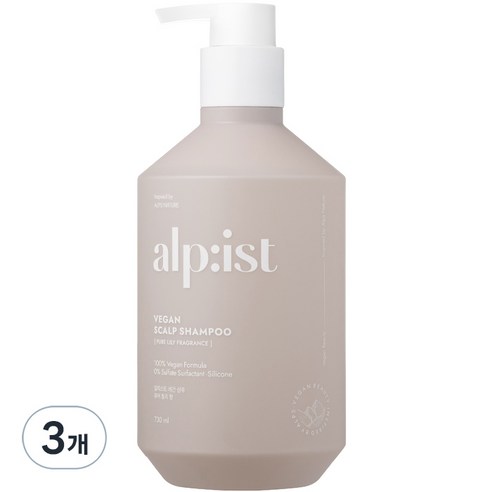 알피스트 비건 스칼프 샴푸 퓨어 릴리 향, 730ml, 3개