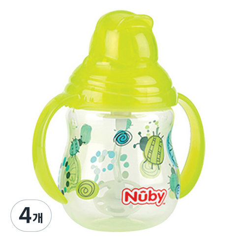 누비 클릭잇 귀여운 추 빨대컵 270ml, 그린, 4개
