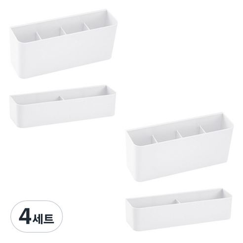 블럭마트 벽걸이형 접착식 우산보관함 더블 세트, 화이트, 4세트
