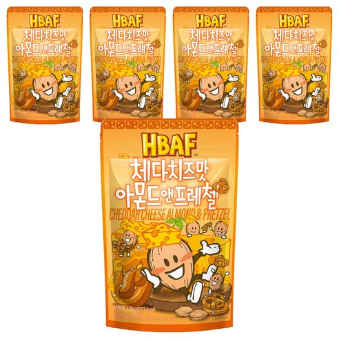바프 체다치즈맛 아몬드 앤 프레첼, 170g, 5개