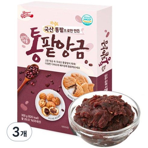 브레드가든 프리미엄 통팥 앙금, 300g, 3개