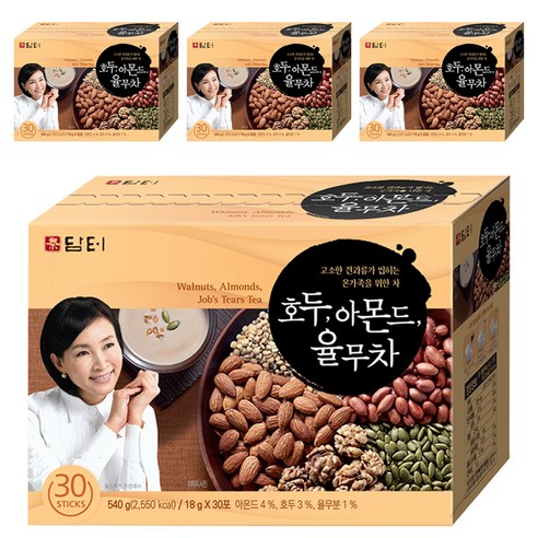 담터 호두 아몬드 율무차, 18g, 30개입, 4개