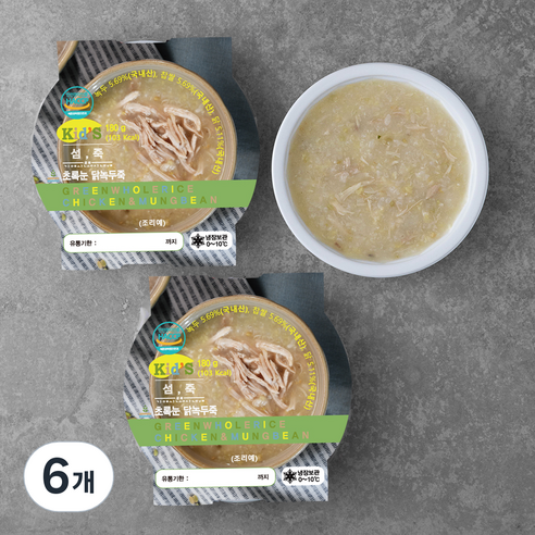섬죽 Kids 초록눈 닭녹두죽, 180g, 6개
