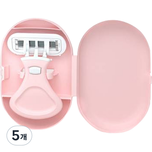 와이에스 부드러운 6중 면도날 여성 면도기 + 케이스 세트 핑크, 1개입, 5개