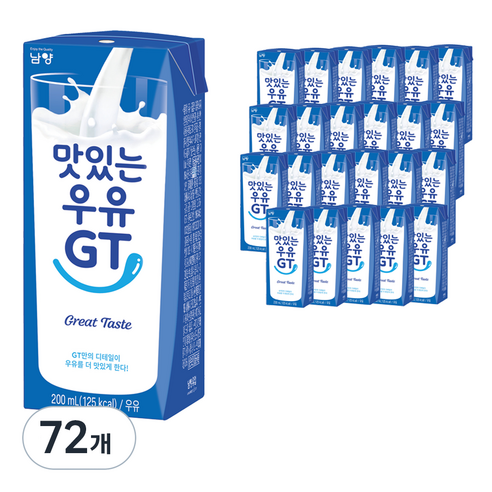 남양 맛있는 우유 GT, 200ml, 72개