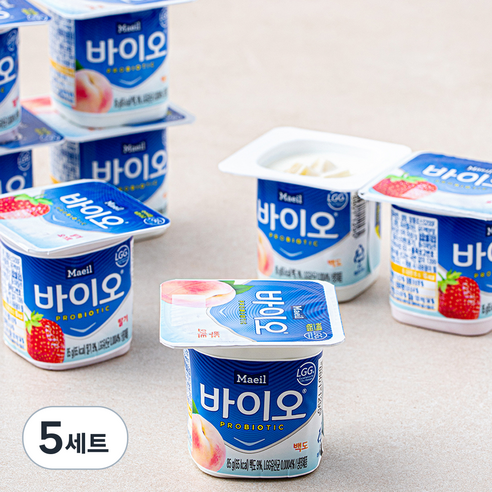 매일유업 바이오 요거트 백도 85g x 4개 + 딸기 85g x 4개 세트, 5세트