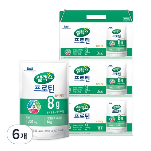 셀렉스 프로틴 파우치 음료 오리지널 12p, 1.5L, 6개