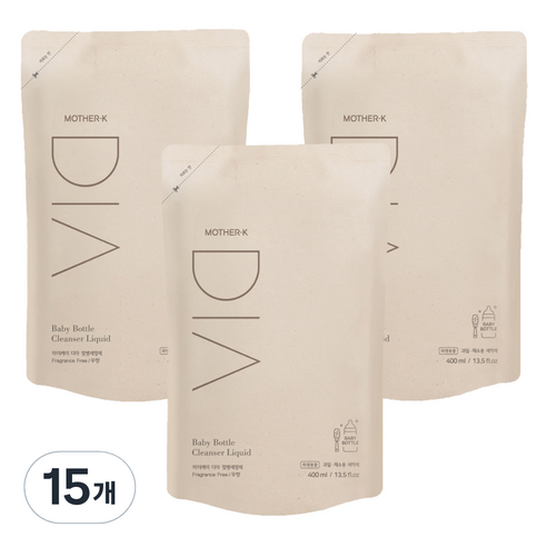 마더케이 유아용 디아 젖병세정제 무향 리필형, 400ml, 15개