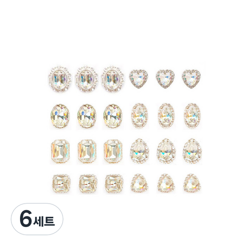 퍼니네일 쥬얼리 네일파츠 24종세트, 6세트, KN-P1021