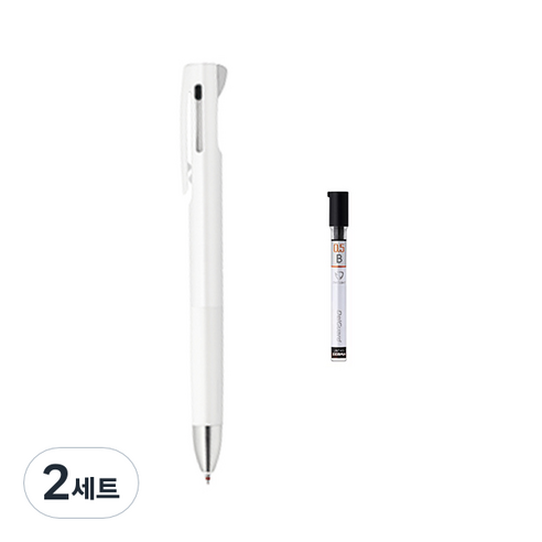 제브라 블렌 2+S 샤프 0.7mm + B샤프심, 화이트(샤프바디), 2세트