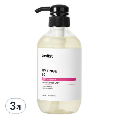 라비킷 마이랑쥬80 여성속옷 세정 세제 본품, 480ml, 3개