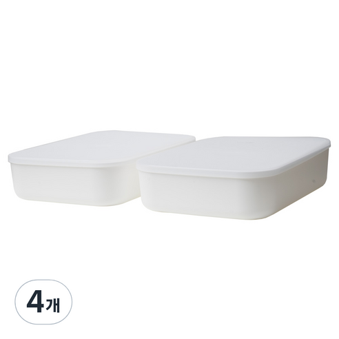 모던 라운드 리빙박스 M half, 화이트(본체) + 투명(뚜껑), 4개