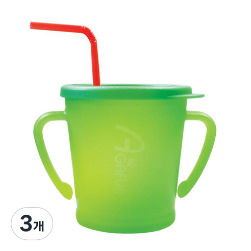 아가프라 유아용 매직 빨대컵 300ml, 3개, 그린