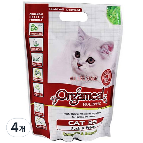올가밀 전연령 홀리스틱 캣35 건식사료, 오리, 1kg, 4개