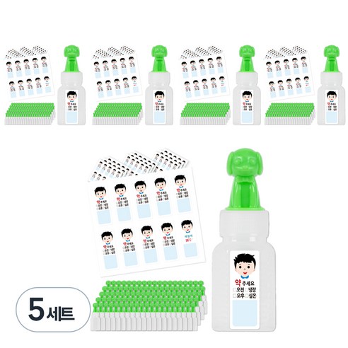 강아지캐릭터 약병 12cc 100p + 블루둥이 방수스티커 100p, 5세트