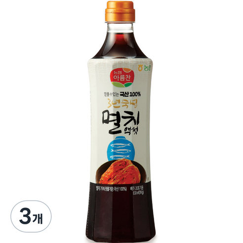 아름찬 국산 멸치액젓, 1kg, 3개