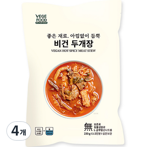 베지푸드 비건 두개장, 230g, 4개