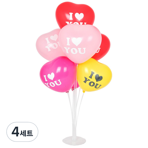 파티쇼 풍선꽂이장식세트70cm 조이하트, 아이하트유혼합, 4세트