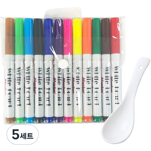 동아피엠에스 워터 플로팅펜 보드마카 12종 + 도구 세트, 빨강, 핑크, 주황, 노랑, 연두, 초록, 하늘, 파랑, 보라, 연갈, 흑갈, 검정, 5세트