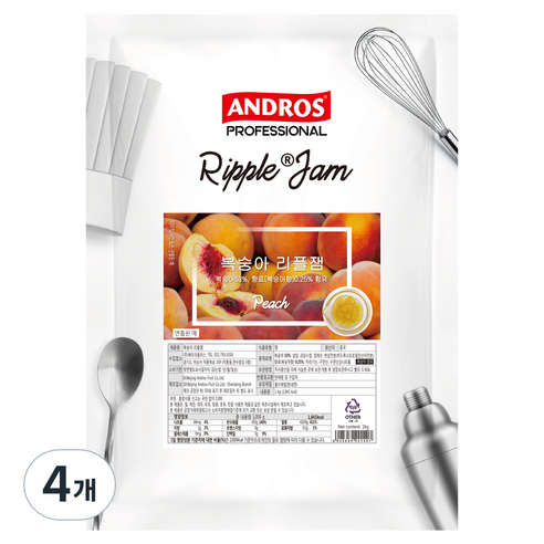 안드로스 복숭아 리플잼, 1kg, 4개