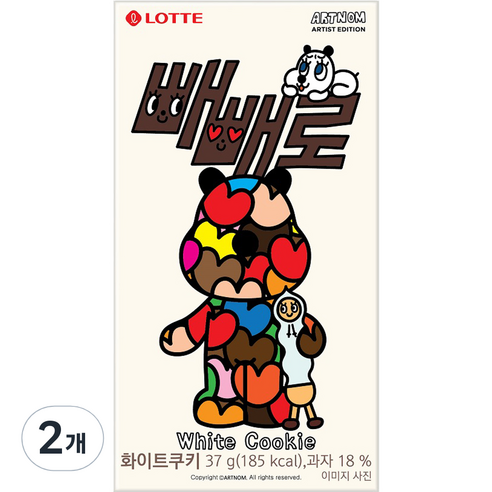 빼빼로 화이트쿠키 일러스트, 37g, 2개