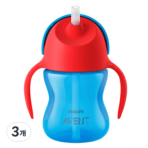 필립스아벤트 아벤트 벤디 빨대컵 200ml SCF796, 3개, 레드 + 블루