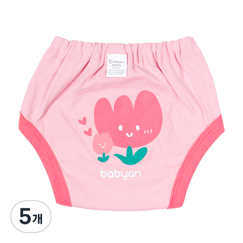 베이비앙 배변훈련팬티 3중방수, 플라워, 5개