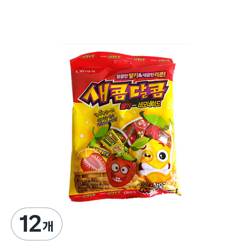 크라운 새콤달콤 딸기레모네이드 츄잉캔디, 200g, 12개