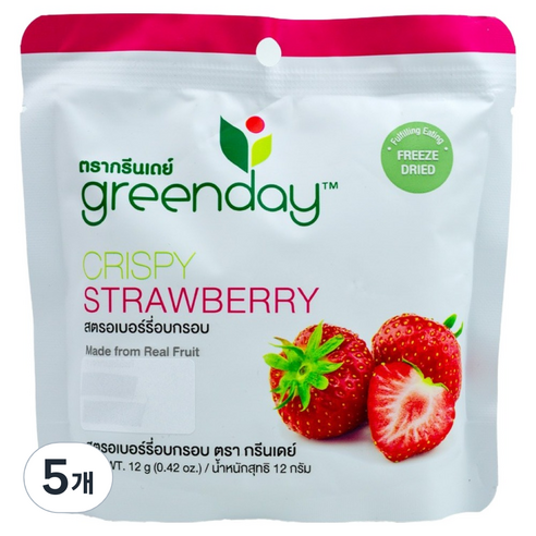 greenday 크리스피 딸기 과일칩, 12g, 5개
