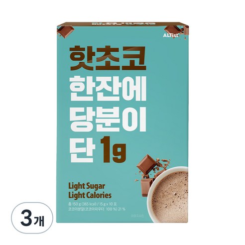 알티스트 핫초코 한잔에 당분이 단 1g 분말, 15g, 10개입, 4개