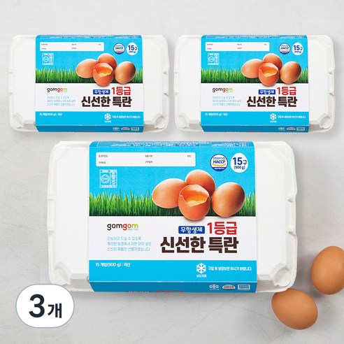 곰곰 무항생제 1등급 신선한 특란, 15구, 3개