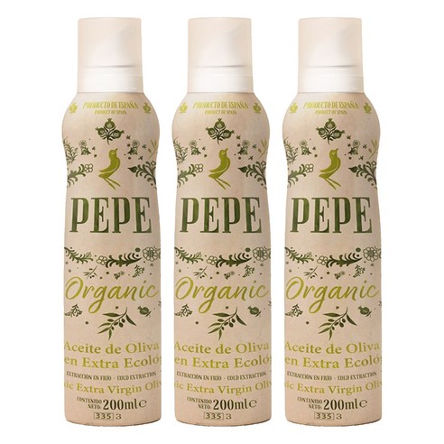 페페 냉압착 유기농 엑스트라버진 올리브유 스프레이, 200ml, 3개