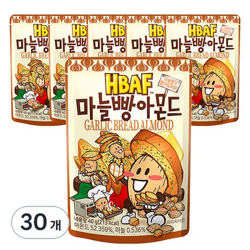 HBAF 마늘빵 아몬드, 40g, 30개