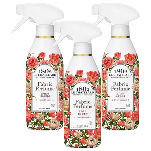 르샤트라1802 섬유탈취제 피오니부케향 본품, 400ml, 3개