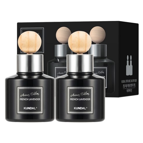 쿤달 퍼퓸 아로마 에디션 차량용 방향제 75ml 본품 2p + 우드볼스틱 2p 세트, 프렌치라벤더, 1세트